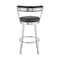 Armen Living Kobe 30" Bar Height Swivel Bar Stool in Brushed Stainless Steel Finish and Black Faux Leather 721535761791 - alternate 5